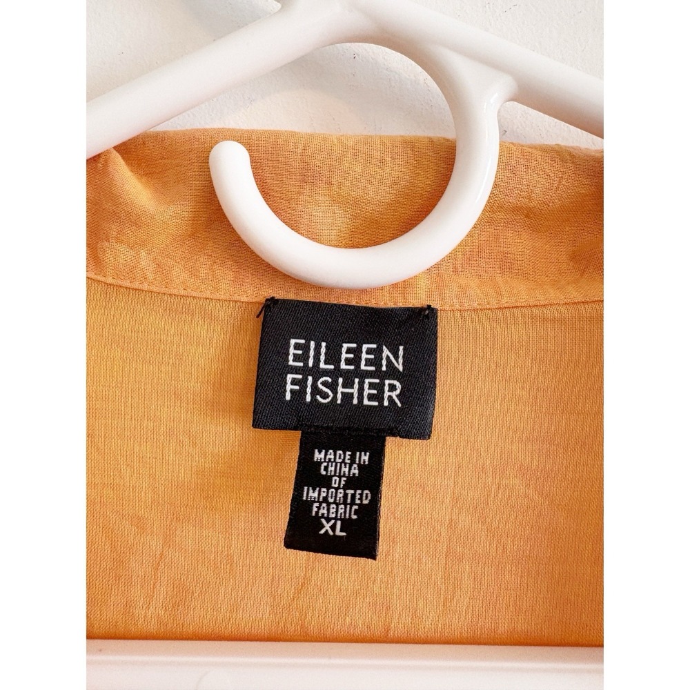 Eileen Fisher Melon Orange 100% Cotton Long Sleeve Lightweight Top Size XL - Picture 3 of 3
